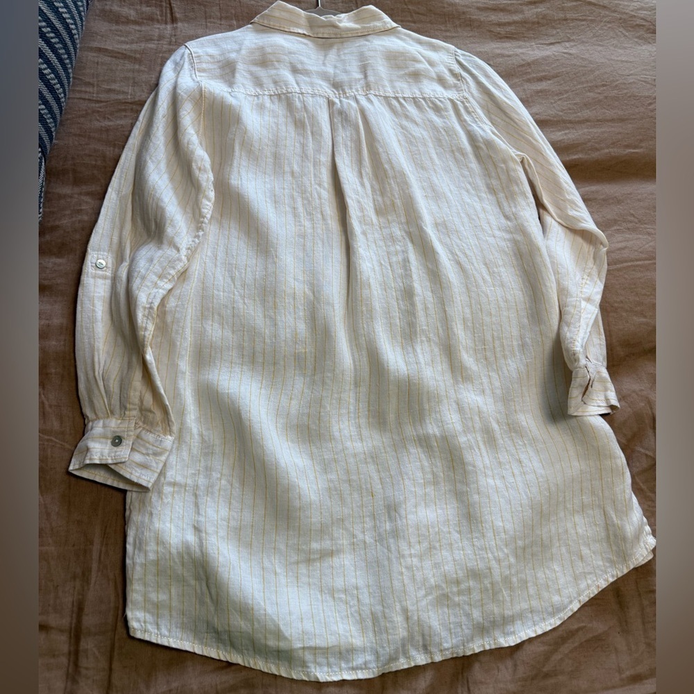 Cynthia Rowley linen Cream and Gold Linen popover Tunic top - Picture 6 of 10